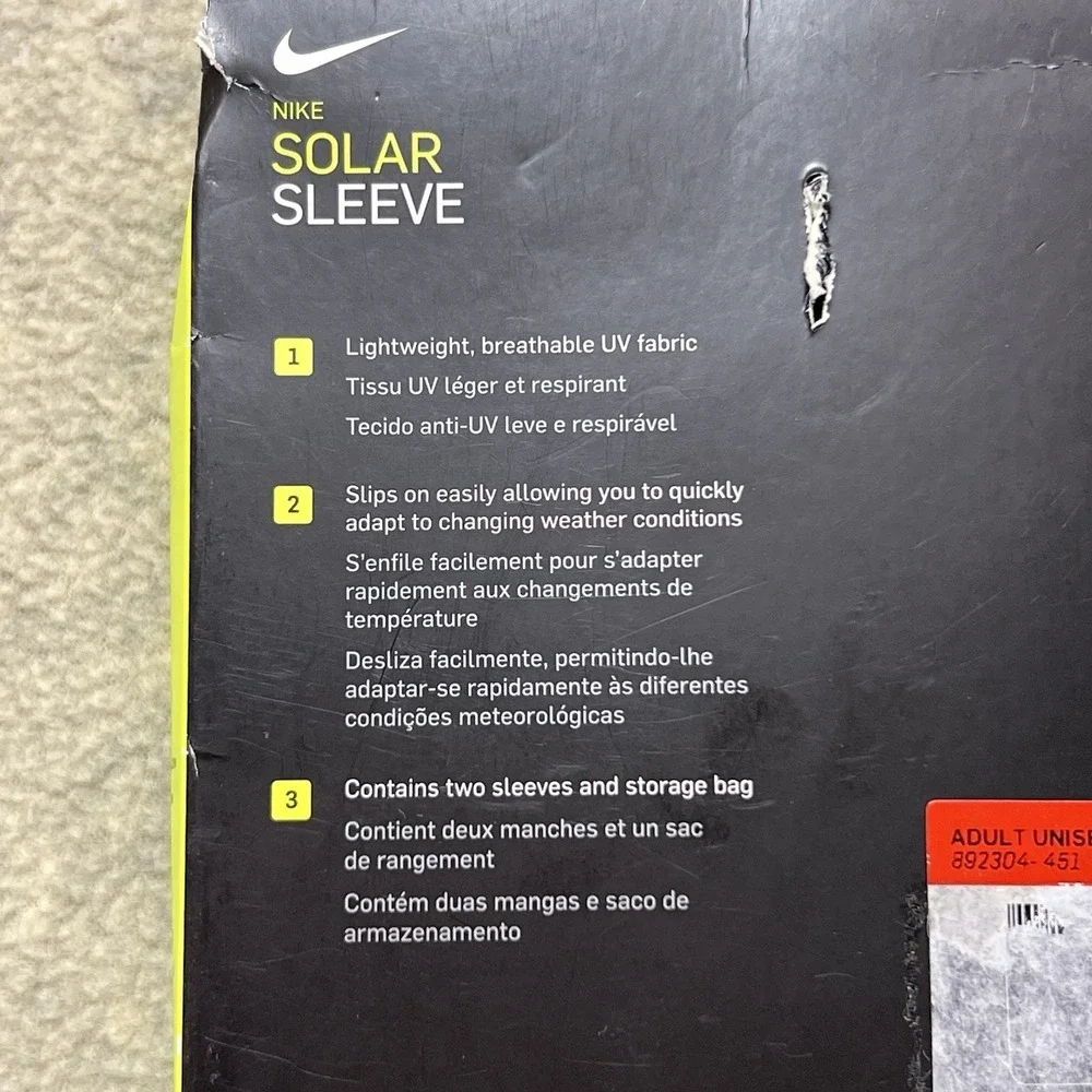 Nike Golf Solar Sleeve Arm Sleeves Black L/XL UV Protection NWT